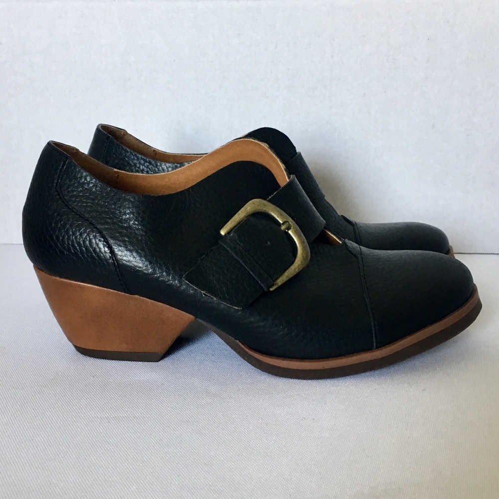 Korks Black Leather Ankle Boots Womens 6